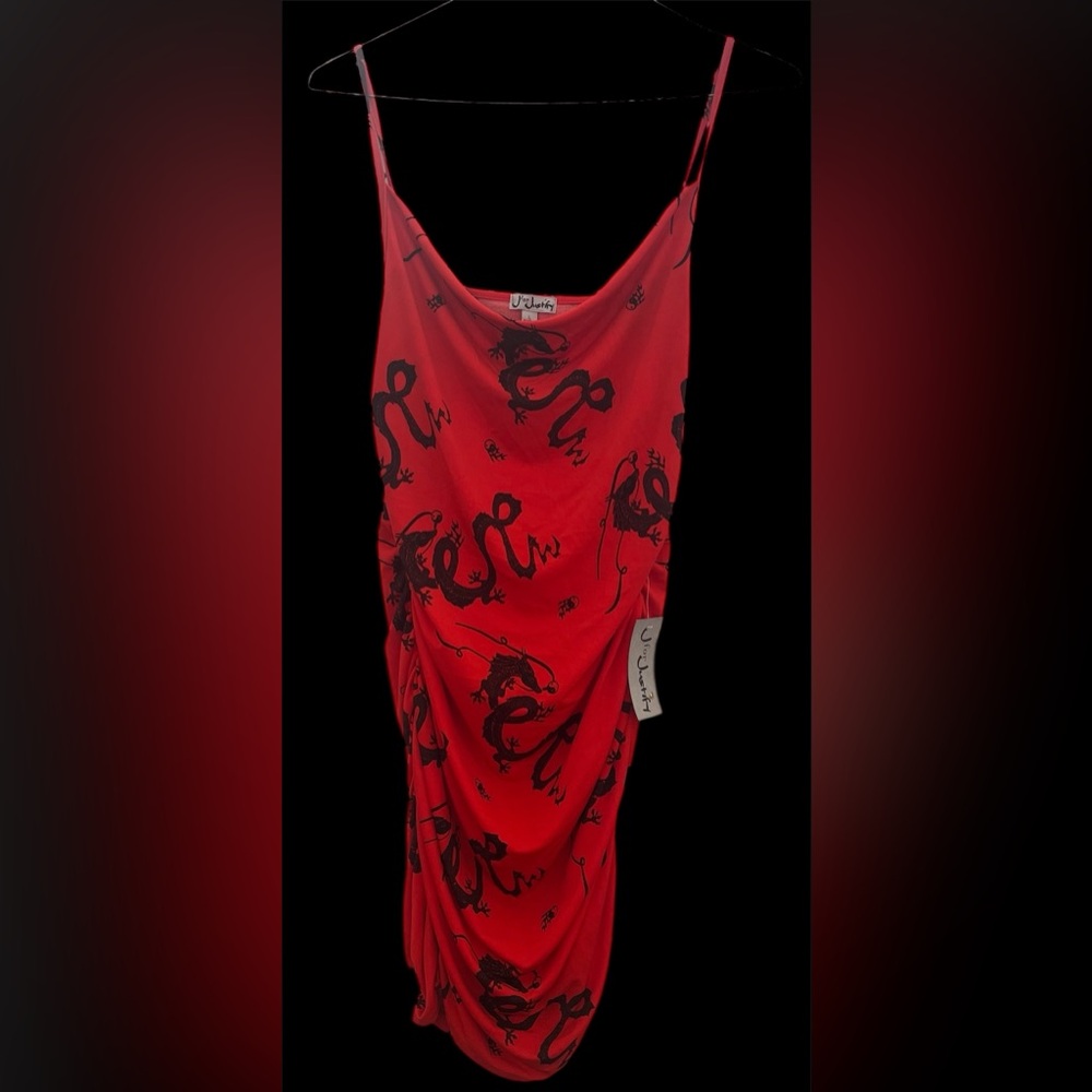 NWT J for Justify Size L Red Ruched Dress. - Picture 6 of 8